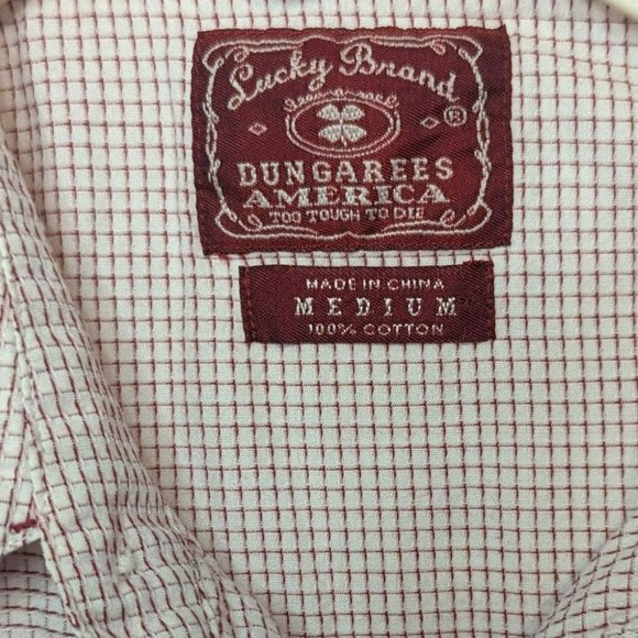 Lucky Brand Dungarees Womens Medium Pearl Snap Long Sleeve Red Check Western - Picture 5 of 5